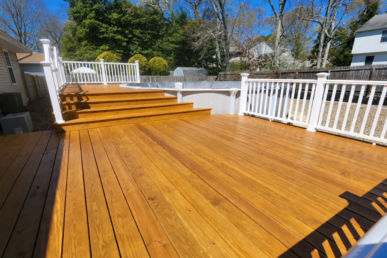 Cedar wood deck construction